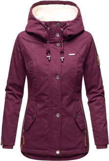 dames winterjas met teddyfleece voering & capuchon Rood - L