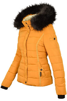 Dames Winterjas Miamor – Teddyvoering, Afneembare Capuchon & Bontkraag Geel - S