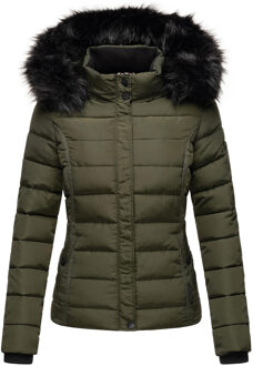 Dames Winterjas Miamor – Teddyvoering, Afneembare Capuchon & Bontkraag Groen