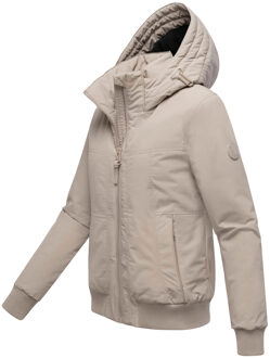 dames winterjas Mooni 16 in bomberstijl met capuchon Beige - 2XL