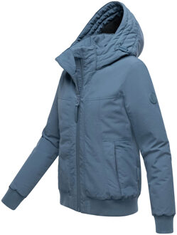 dames winterjas Mooni 16 in bomberstijl met capuchon Blauw