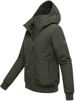 dames winterjas Mooni 16 in bomberstijl met capuchon Groen - 2XL