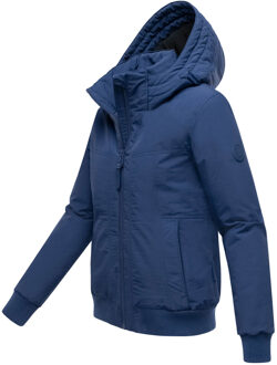 dames winterjas Mooni 16 in bomberstijl met capuchon Navy - L