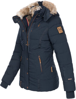 dames winterjas Nekoo met imitatiebont capuchon & teddyvoering Blauw