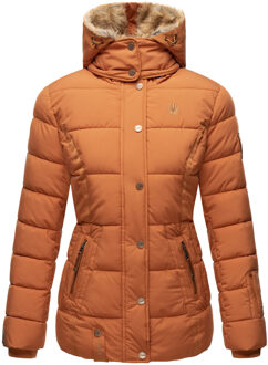 dames winterjas Nekoo met imitatiebont capuchon & teddyvoering Bruin