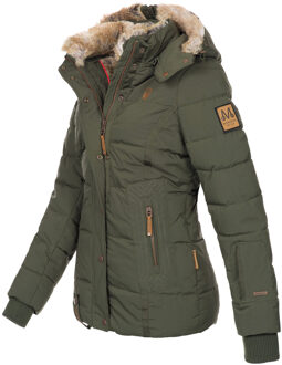 dames winterjas Nekoo met imitatiebont capuchon & teddyvoering Groen