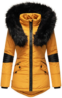 Dames Winterjas Nirvana – Warm, Met Luxe Bontkraag & Teddyvoering Geel - S