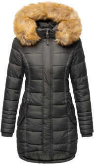 Dames Winterjas Papaya – Getailleerd, Warm & Met Afneembare Bontkraag Grijs - S