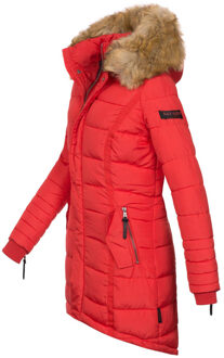 Dames Winterjas Papaya – Getailleerd, Warm & Met Afneembare Bontkraag Rood - S