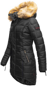 Dames Winterjas Papaya – Getailleerd, Warm & Met Afneembare Bontkraag Zwart - S