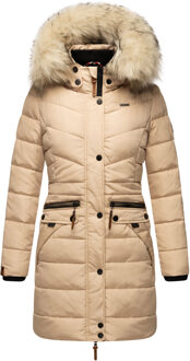 Dames Winterjas Paula – Extra Warm, Waterafstotend & Met Afneembare Bontkraag Beige - 2XL