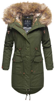 Dames Winterjas Rosinchen – Klassieke Parka met Afneembare Kunstbontkraag Groen - S