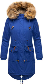 Dames Winterjas Rosinchen – Klassieke Parka met Afneembare Kunstbontkraag - maat Blauw