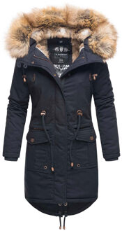 Dames Winterjas Rosinchen – Klassieke Parka met Afneembare Kunstbontkraag - maat Navy