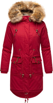 Dames Winterjas Rosinchen – Klassieke Parka met Afneembare Kunstbontkraag Rood - S