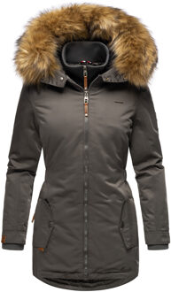 dames winterjas – Sanakoo, warm met afneembare bontkraag Grijs - XS