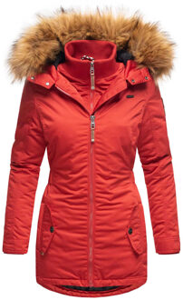 dames winterjas – Sanakoo, warm met afneembare bontkraag Rood - L