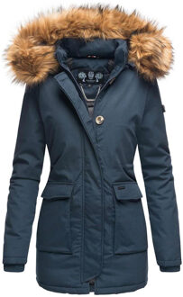 Dames Winterjas Schneeengel Princess – Klassiek, Warm & Met Afneembare Kunstbontkraag - maat Blauw