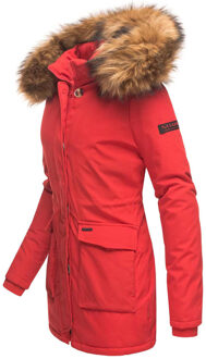 Dames Winterjas Schneeengel Princess – Klassiek, Warm & Met Afneembare Kunstbontkraag Rood - XS