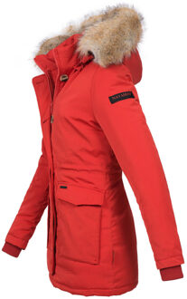 Dames Winterjas Schneeengel – Warm, Waterafstotend & Met Afneembare Bontkraag Rood - XS