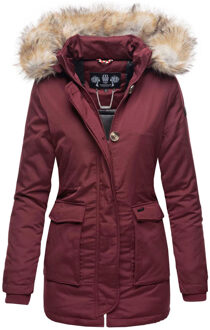 Dames Winterjas Schneeengel – Warm, Waterafstotend & Met Afneembare Bontkraag Rood - XS