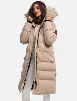 dames winterjas – Schneesternchen, lang met capuchon & imitatiebontkraag - maat Grijs