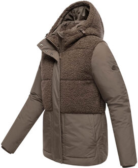 dames winterjas Sheeta met teddyfleece & capuchon Bruin