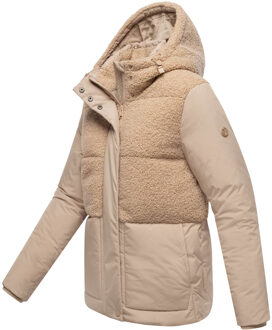 dames winterjas Sheeta met teddyfleece & capuchon - maat Beige