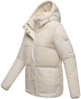 dames winterjas Sheeta met teddyfleece & capuchon Wit