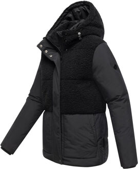 dames winterjas Sheeta met teddyfleece & capuchon Zwart - XS