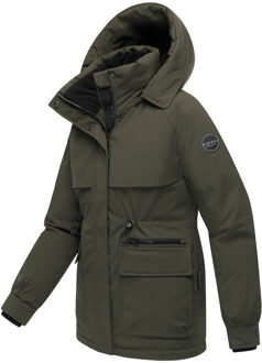 dames winterjas Shigaraa met afneembare capuchon & magnetische zakken Groen