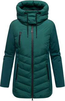 dames winterjas Tivaa XVI met softshell & afneembare capuchon Groen