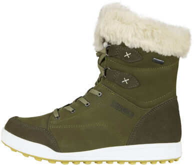 Dames Winterlaarzen Echt Leer met Imitatiebont Olijfgroen - EU 38