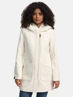 dames wintermantel met capuchon en getailleerd model Beige - 2XL