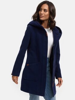 dames wintermantel met capuchon en getailleerd model Blauw - S