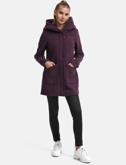 dames wintermantel met capuchon en getailleerd model Blauw - S