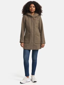 dames wintermantel met capuchon en getailleerd model Bruin - 4XL