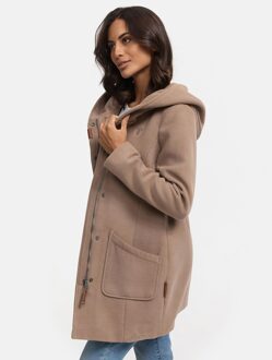 dames wintermantel met capuchon en getailleerd model Grijs - L