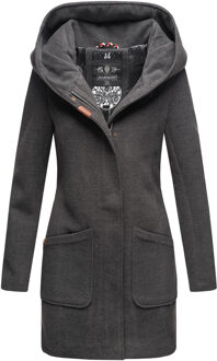 dames wintermantel met capuchon en getailleerd model Grijs - XL