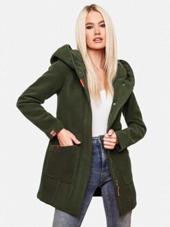 dames wintermantel met capuchon en getailleerd model Groen - S