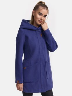 dames wintermantel met capuchon en getailleerd model - maat Blauw