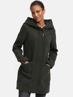 dames wintermantel met capuchon en getailleerd model - maat Groen