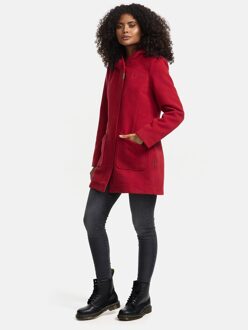 dames wintermantel met capuchon en getailleerd model Rood