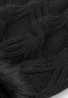 Dames Wintermuts met Pompon Zwarte Viscose - maat