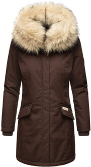 Dames Winterparka Cristal – Premium Collectie met Afneembare Bontkraag Bruin - XS