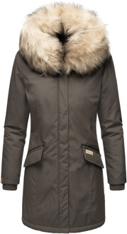 Dames Winterparka Cristal – Premium Collectie met Afneembare Bontkraag Grijs - S