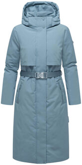 dames winterparka WALDBUMMLER – weerbestendig & stijlvol met tailleceintuur Blauw - XL