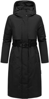 dames winterparka WALDBUMMLER – weerbestendig & stijlvol met tailleceintuur Zwart - 3XL