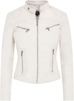 Dames wit casual slim-fit leren bikerjack - Tulsa