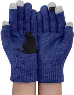 Dames Wollen Handschoenen Herfst En Winter Outdoor Warme Hond Botten Afdrukken Handschoenen Winter Vrouwen Handschoenen Kasjmier Vrouwelijke Parel Warm blauw